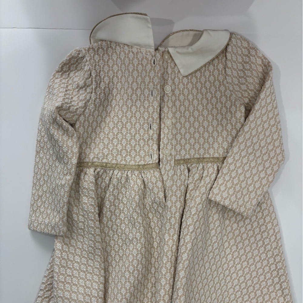Janie and Jack Cream and Gold Textured Collar Jacket